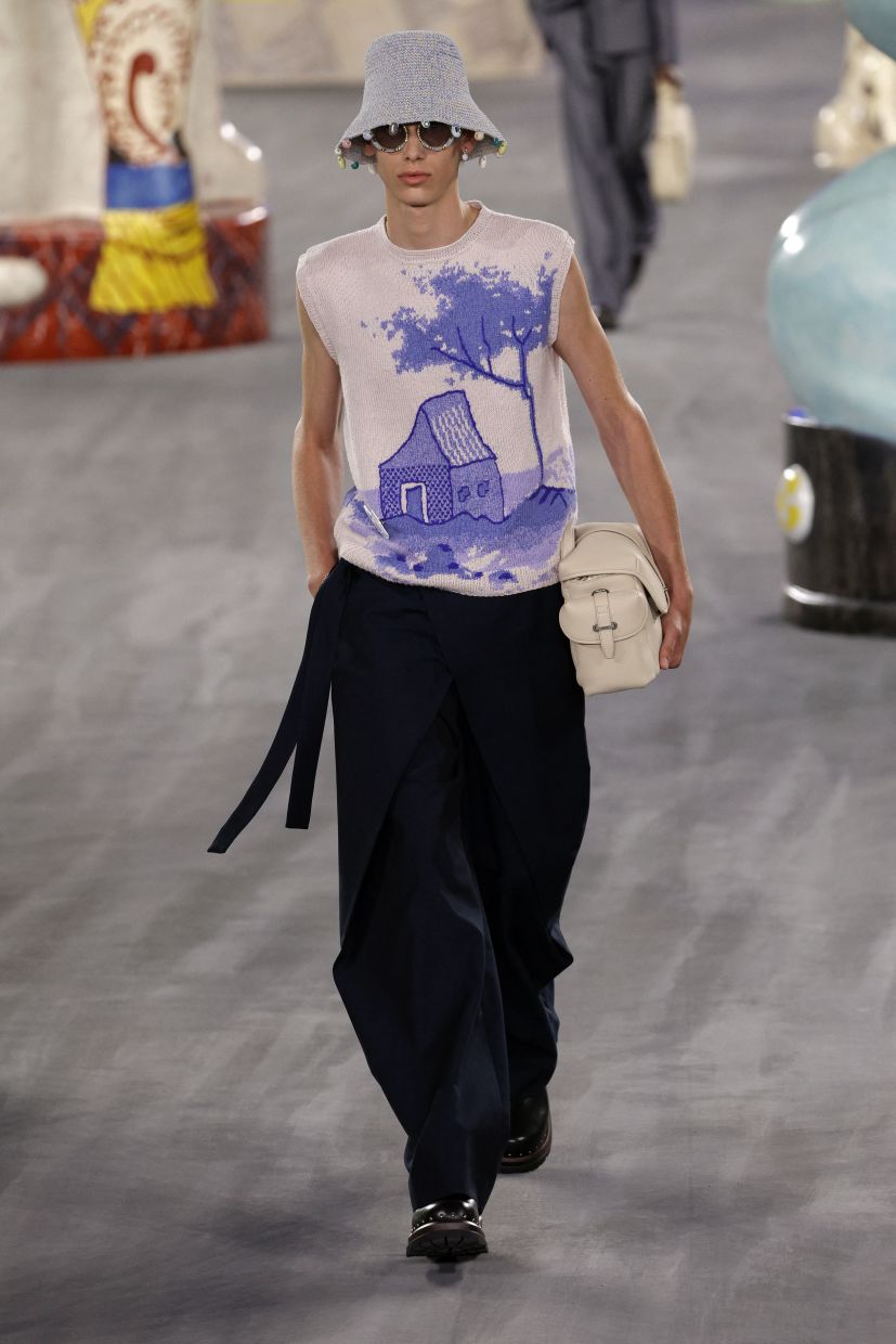 A model presents a creation from the Dior Spring/Summer 2025 menswear by Kim Jones at Paris Fashion Week. Photo: AFP
