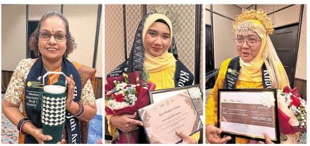 Inspiring women: (From left) Shyamala, Noor Anisa and Hamidah at the KAMP 2.0 graduation ceremony in Ipoh, Perak.