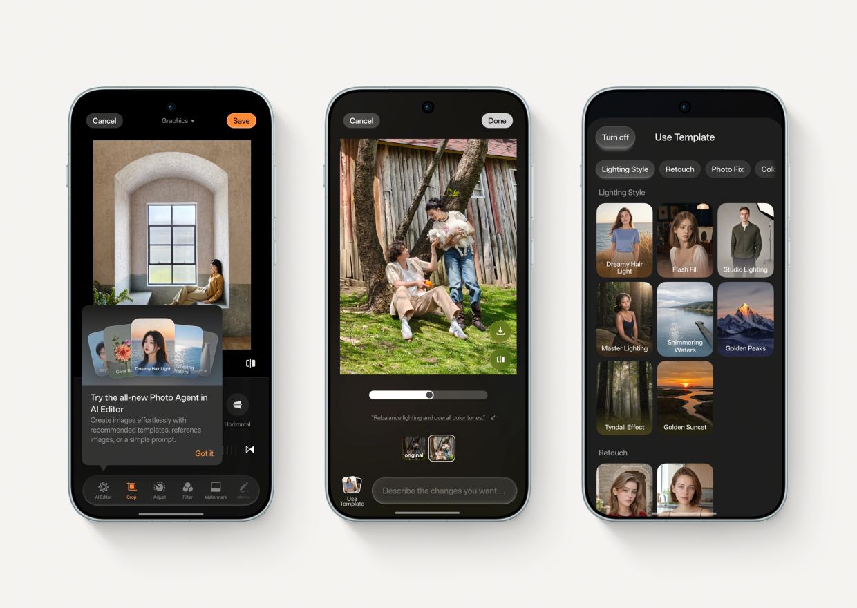 AI Photo Agent offers edit suggestions, natural-language editing and Style Match for applying a reference image’s look.