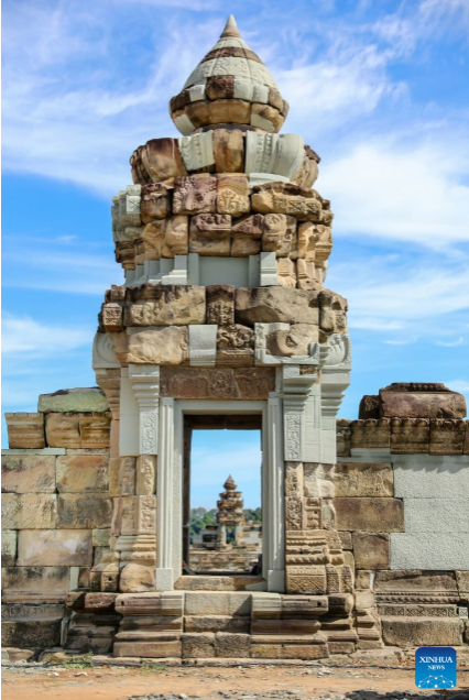 Built in the middle of the 11th century as a Hindu sanctuary, the West Mebon Temple was constructed using laterite and sandstone. - ANA/Handout via Xinhua