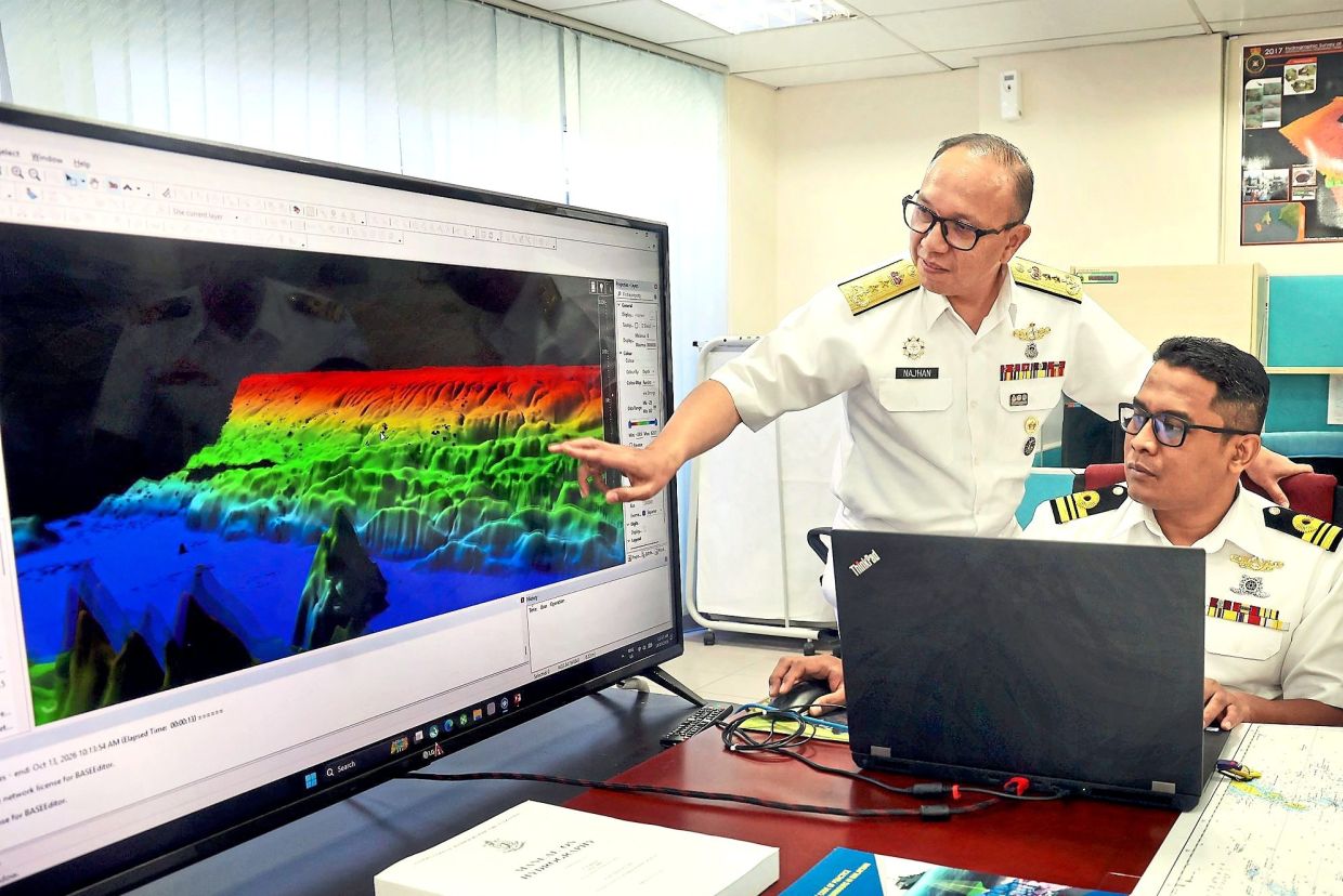 Malaysia is gradually contributing information such as data on underwater geographical features, as shown on the monitor, to international initiatives.