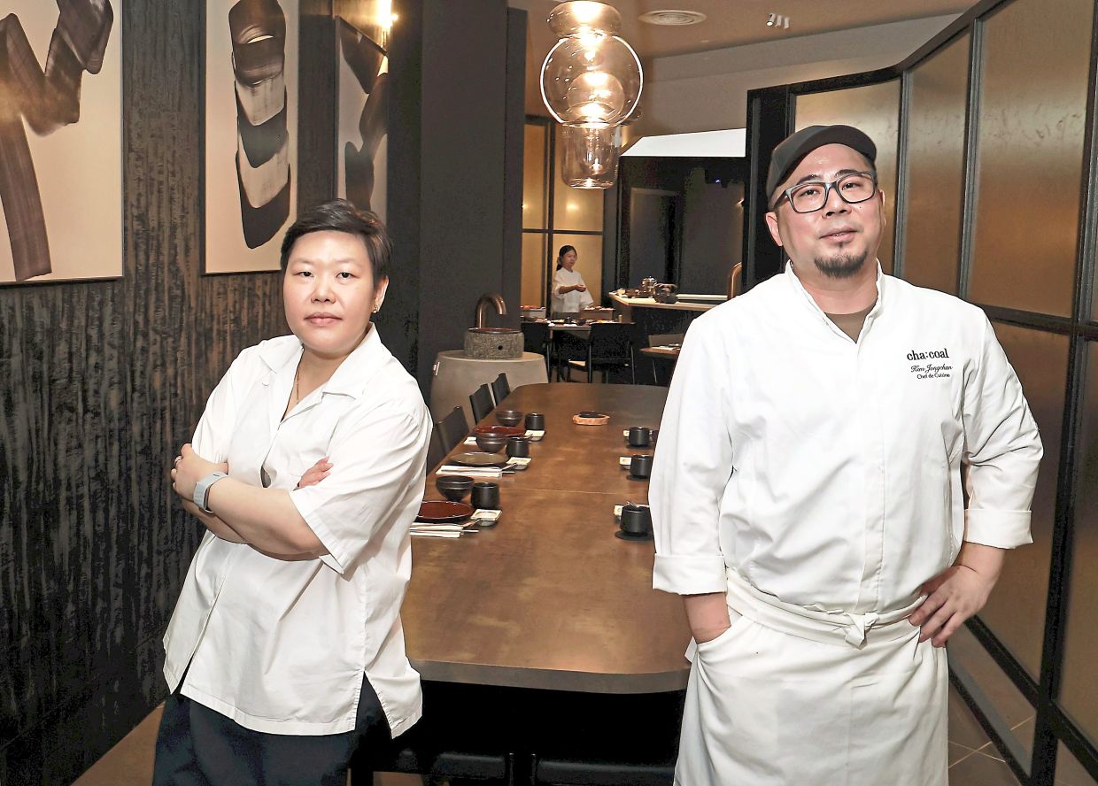 Huen (left) is the founder and creative force behind Cha:Coal whose culinary output is masterminded by talented Korean chef Kim (right).