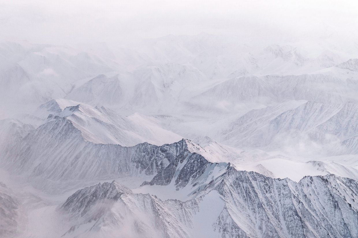 Snow covers the mountains of the Brooks Range in the Arctic National Wildlife Refuge.