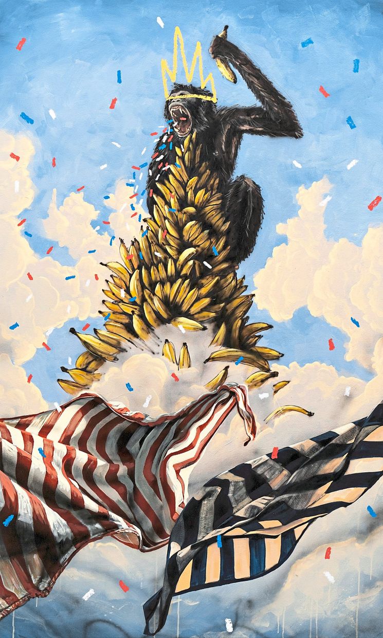 An artwork titled 'Republic Of Banana' (2026), which is part of Powell’s new solo show in Penang. Photo: Cultprints 