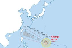 Typhoon Champi may approach south of Okinawa on Friday, but its path remains uncertain