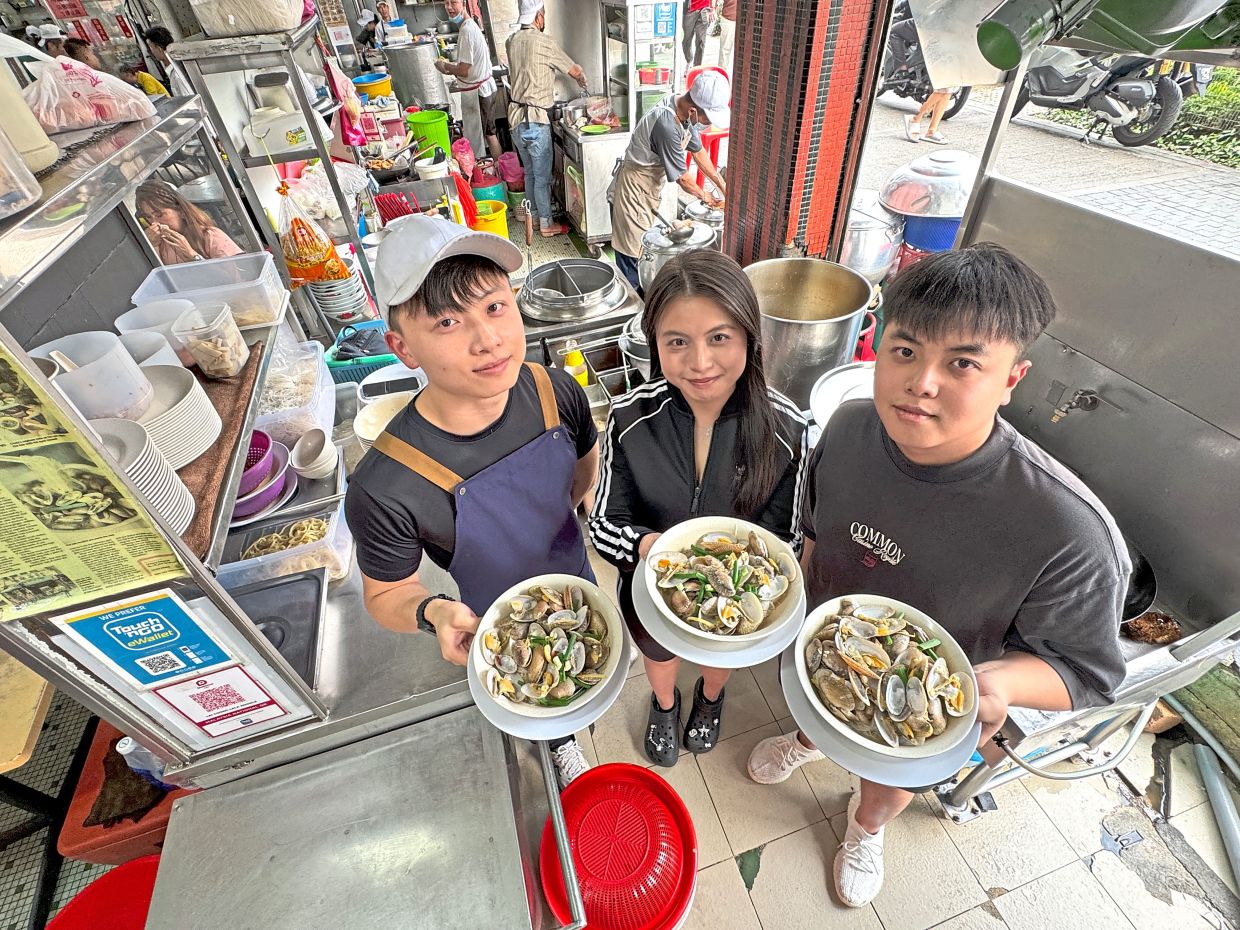 (From right) Andrew, Shreen and Kent are the new generation taking over the family ‘lala’ noodle business.