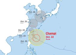 Large and violent Typhoon Champi expected to approach Japan’s Sakishima Islands on Friday