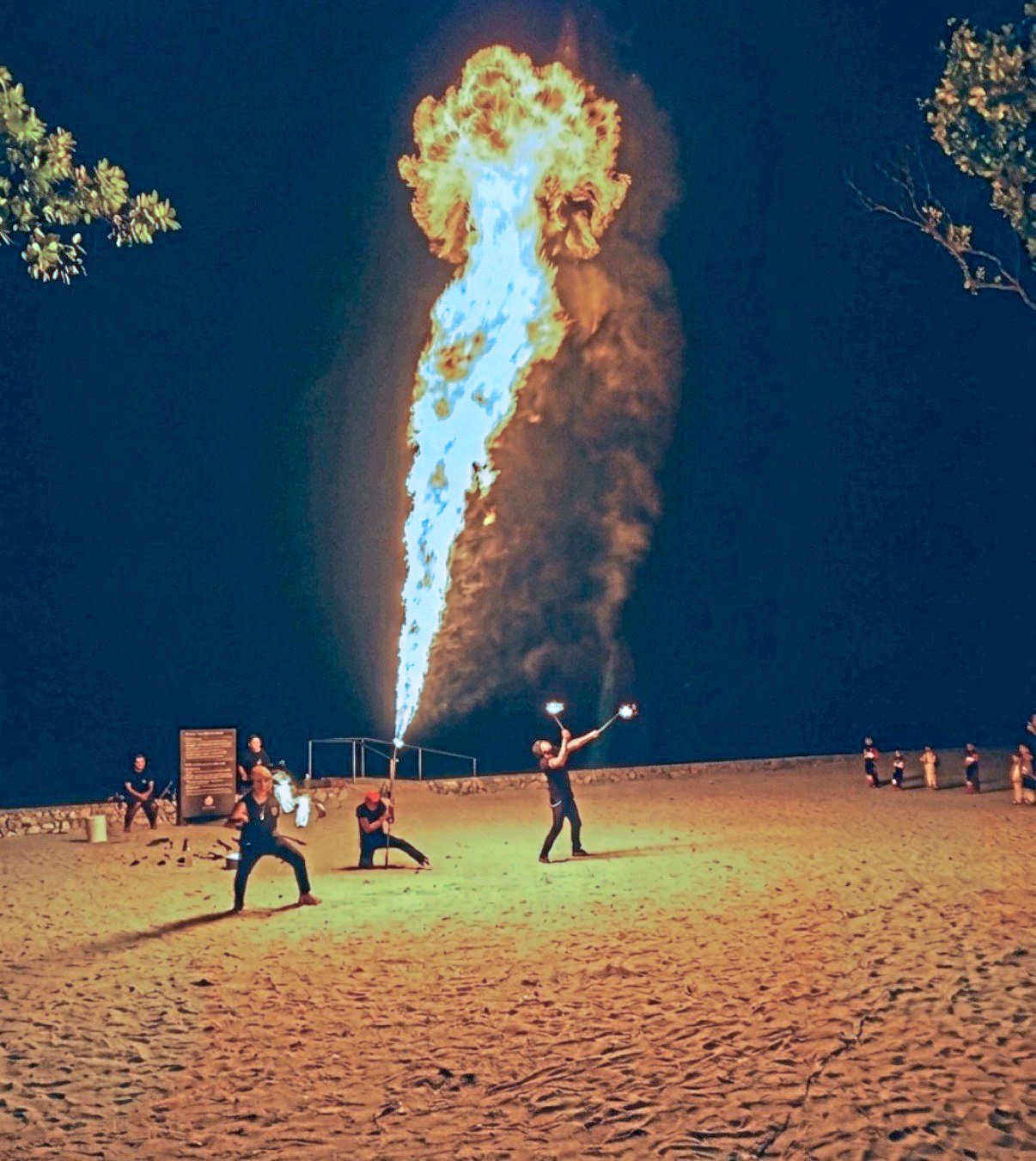 The resort holds a barbecue and fire show on Saturday nights.