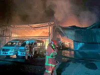 Three warehouse blocks storing plastic goods gutted