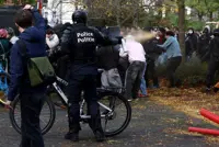 Belgian protesters and police skirmish at anti-government demonstrations in Brussels