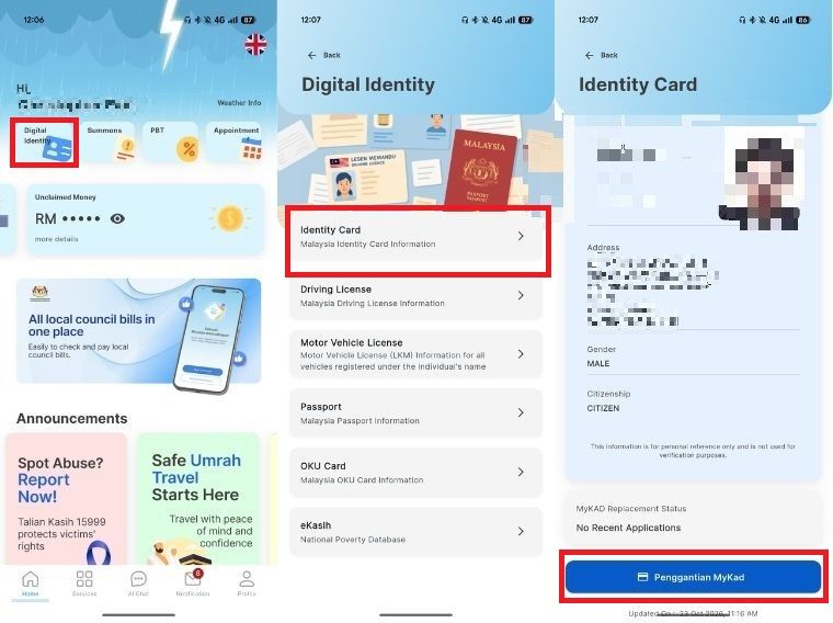 Once installed and logged in, users can start off by tapping on the 'Digital Identity' button. — Screenshot from app