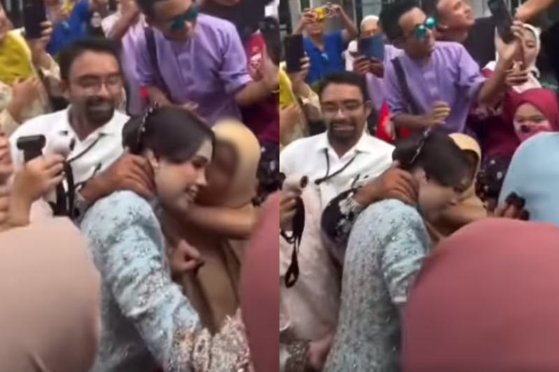 A video showing a female guest pulling actress Bella Astillah by the neck while she was greeting guests at her wedding reception in Muar, Johor, on Sunday (Oct 25) has gone viral. 