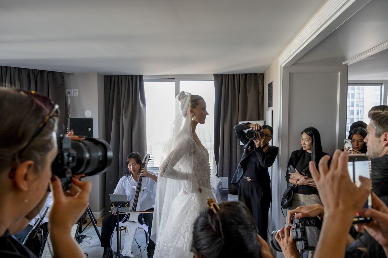 The Caroline Castigliano presentation featured modern romantic gowns with embroidered lace and silk. Photo: The New York Times