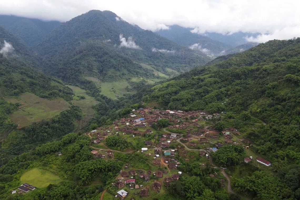 FILE PHOTO: A drone view shows Adi community settlements which are at risk of submersion if the proposed 11,500 MW Siang Upper Multipurpose Dam Project is completed in Riew village, Siang district, Arunachal Pradesh, India, August 1, 2025. - Photo: Reuters file