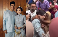 Netizens slam woman for pulling Bella Astillah by the neck to kiss her cheek at wedding reception