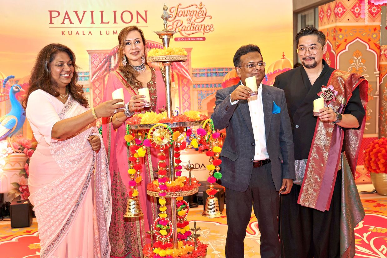 From left: Kalyani, Baljeet, Somnath and Chin at the Deepavali celebration in Pavilion Kuala Lumpur.