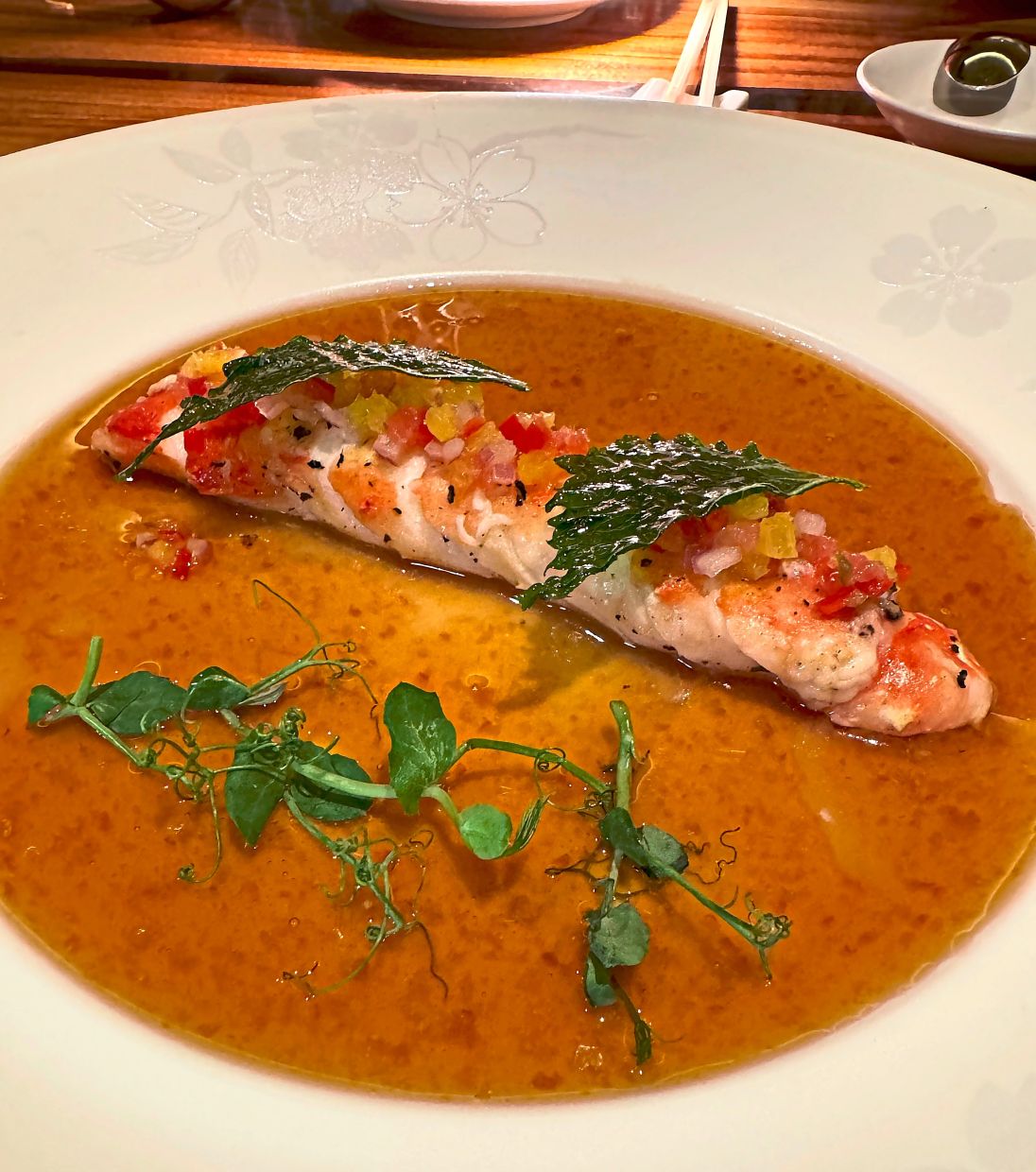 King Crab Agrume Ponzu featuring grilled leg of an Alaskan crab.