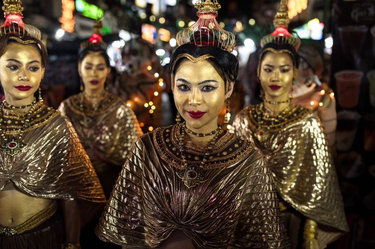 Women take part in Halloween celebrations at Khao San Road in Bangkok on Saturday, October 31, 2026. -- Photo by Chanakarn LAOSARAKHAM / AFP